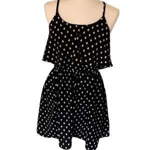 ELLE Black and White Polka Dot Flounce Top Dress Size Small.
